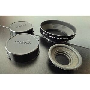 Canon Lens Cap Lot with Tiffen LS-55M Lens Shade and Canon Japan Eyecup Vintage